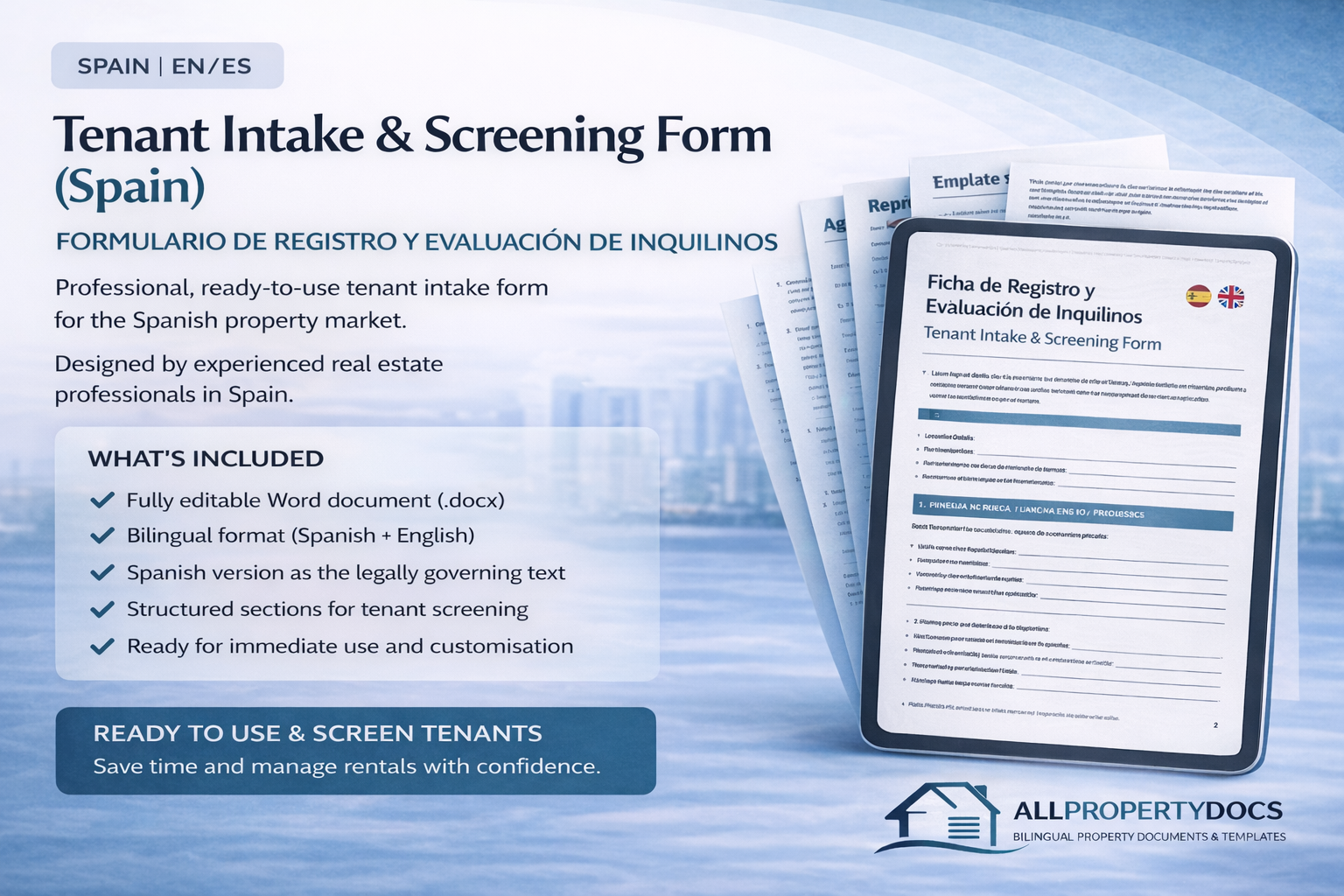 Bilingual Tenant Intake & Screening Form | Formulario de Registro y Evaluación de Inquilinos Bilingüe (ES/EN)