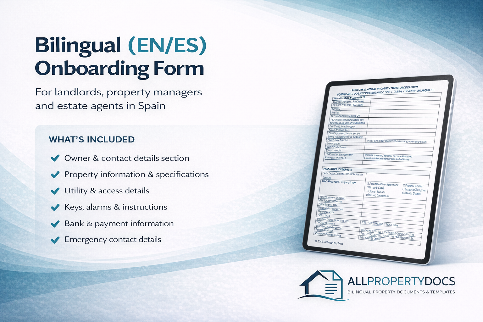 Bilingual Landlord & Property Onboarding Form – Spain (EN/ES)