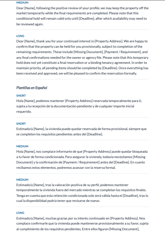 Bilingual (EN/ES) Communication Templates for Landlords, Estate Agents and Property Managers