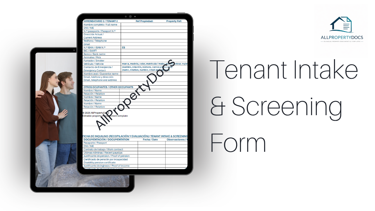 Bilingual Tenant Intake & Screening Form | Formulario de Registro y Evaluación de Inquilinos Bilingüe (ES/EN)
